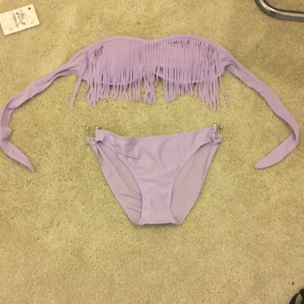 Purple fringe bikini medium